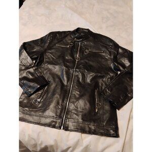 AOWOFS Jacket Slim Fit Faux Leather Motorcycle Coat Zip Biker 2XL Fits Like XL